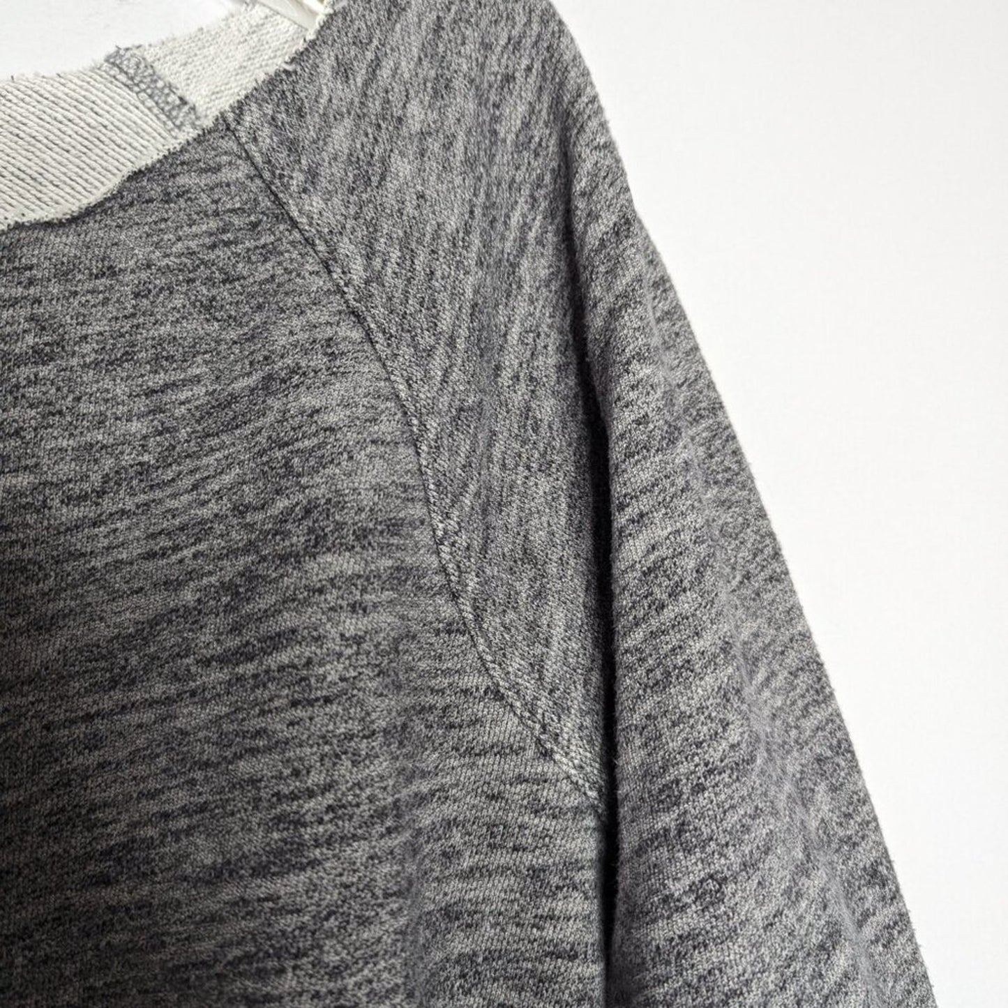 Everlane Gray Wide Neck Raw Edge Long Sleeve Top Boxy Casual Loungewear Size S