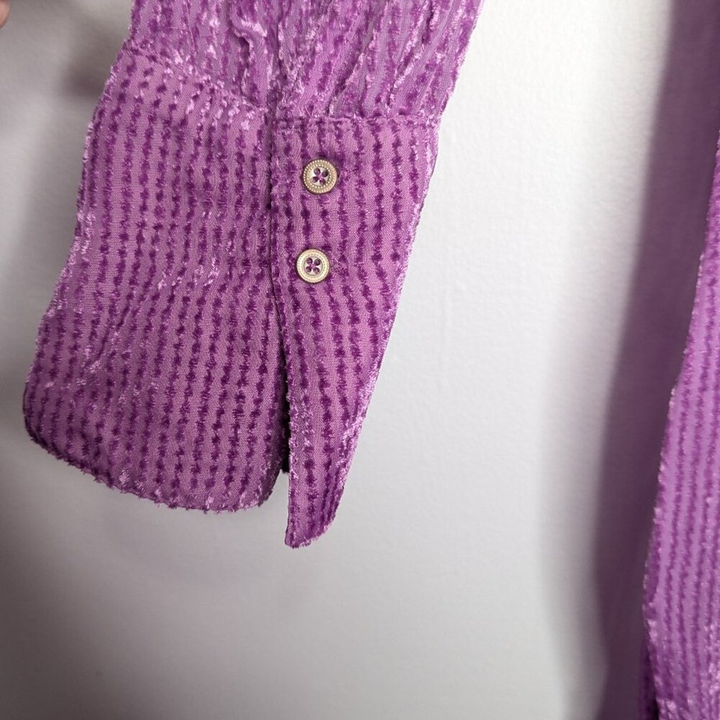 Anthropologie Akemi Kin Orchid Purple Velvet Striped Tunic Duster Long Sleeve M