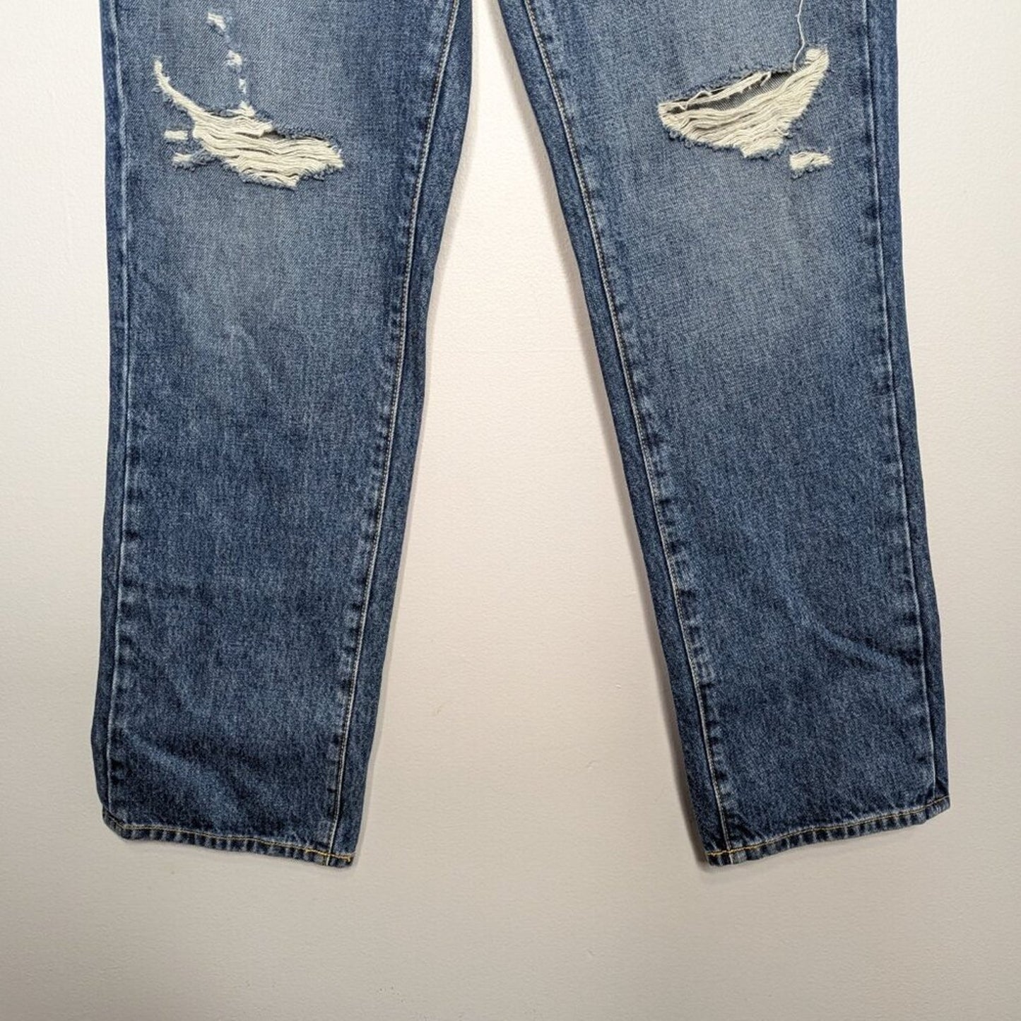 Carmar Blue Denim High Rise Straight Leg Distressed Ursula Jeans Size 29 NWT