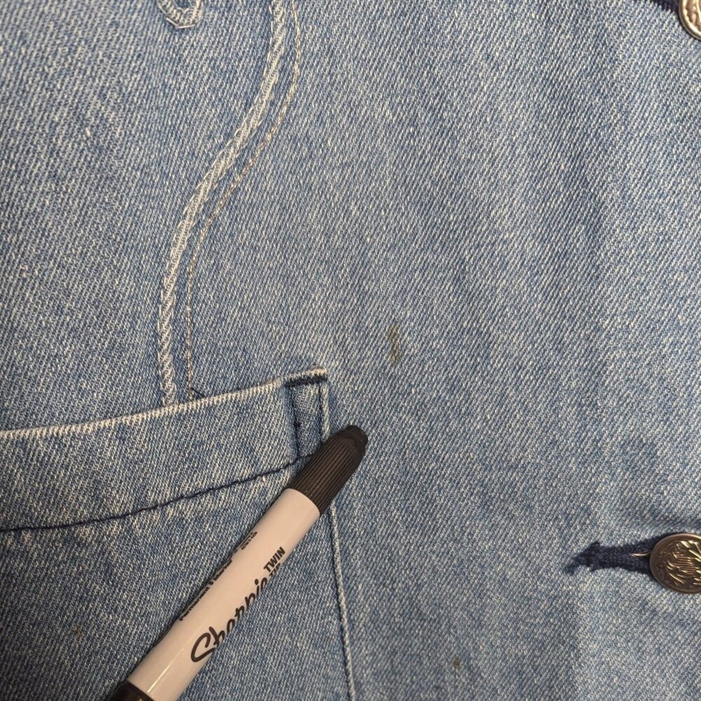 Vintage Blue Denim Long Sleeve Rhinestone Studded Blazer Gabby And Claudia M