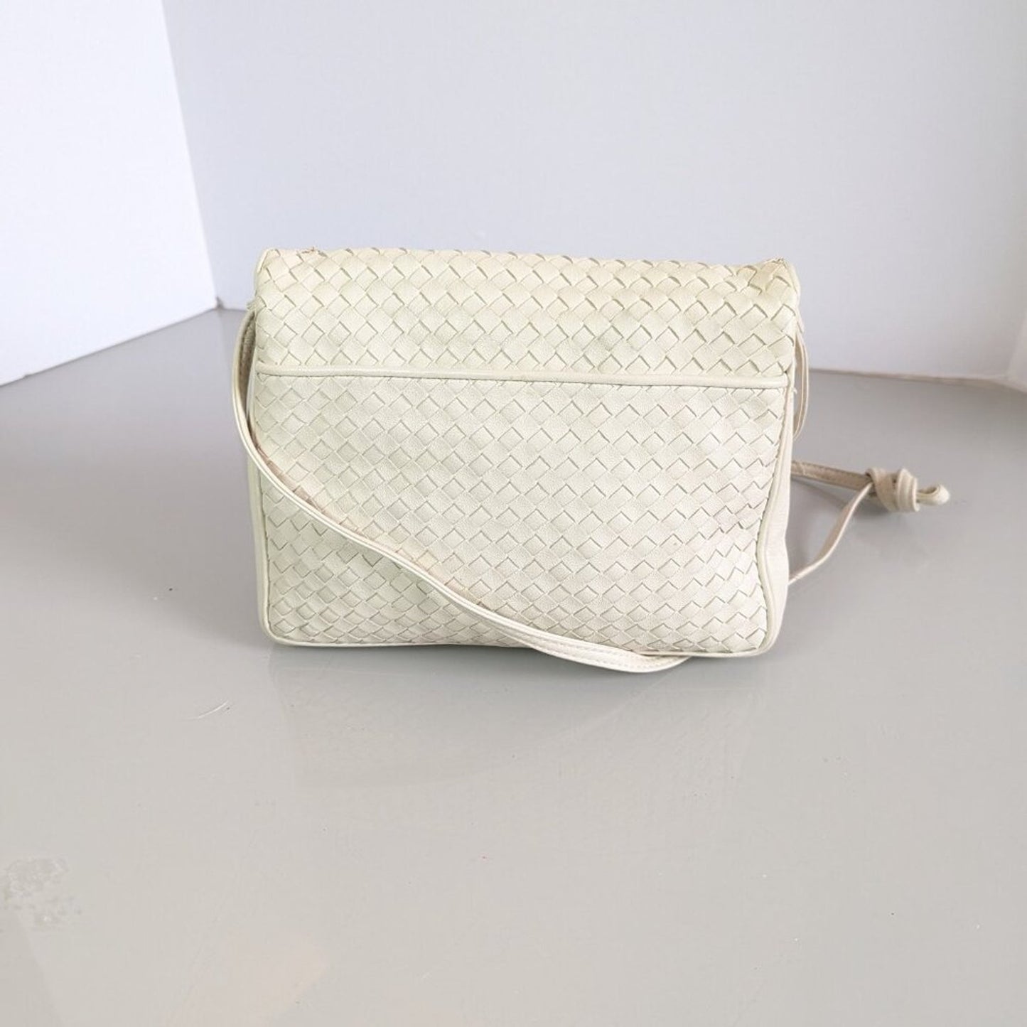 Vintage Cream Woven Ganson Crossbody Bag Upcycled Jewelry Charms Hearts Flowers
