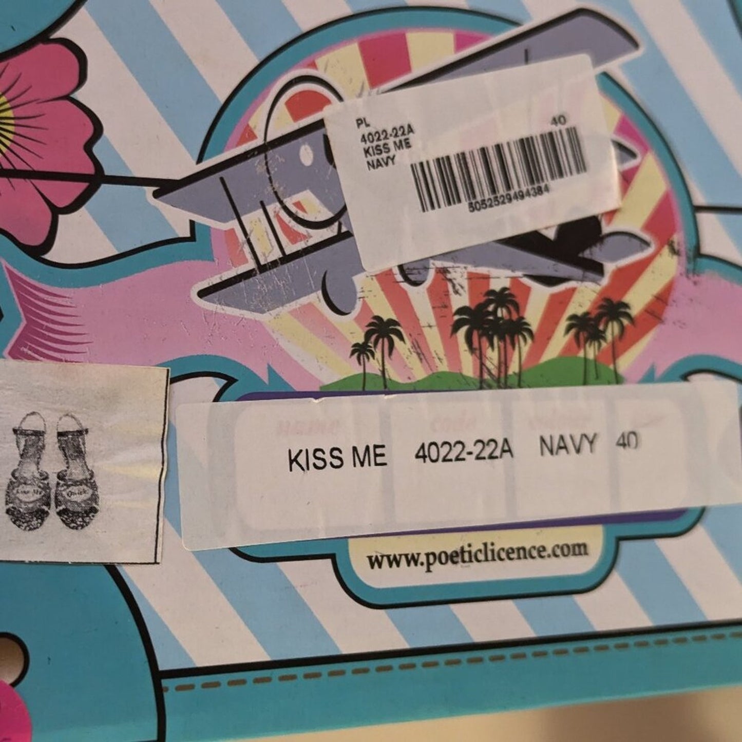 Poetic Licence Floral Pattern Kiss Me Quick Lips Shoe Mini Wedge Ankle Strap 40