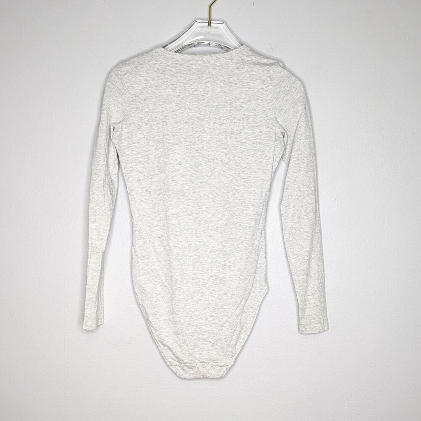 Everlane Gray The Henley Bodysuit Long Sleeve Scoop Neck Button Up Size XS