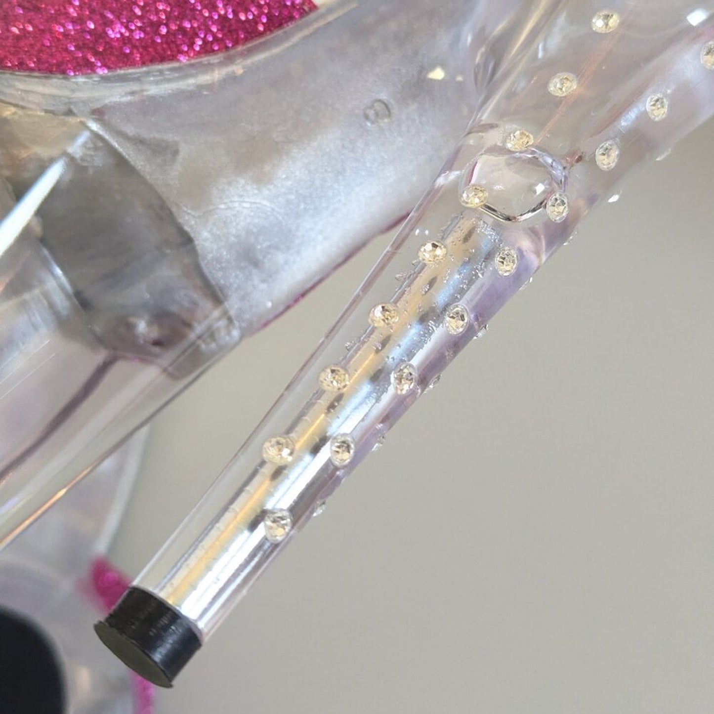 Y2K Lover's Lane Signature Collection Pink Glitter Stiletto Heels Clear Platform