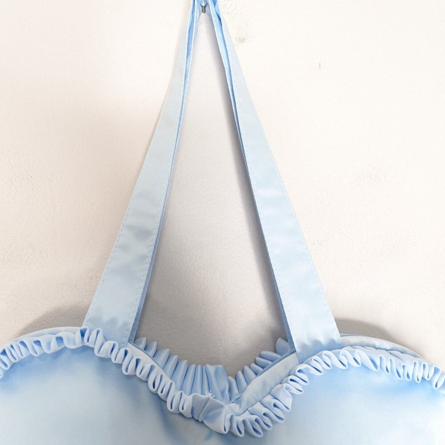 Sabrina Carpenter Light Blue Heart Shaped Short N Sweet Embroidered Ruffle Bag
