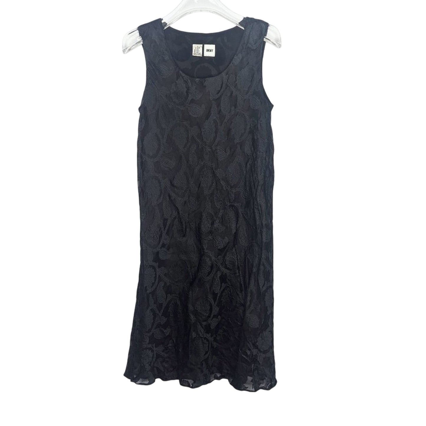 DKNY Vintage Black Paisley Mini Dress Silk Blend Sleeveless Scoop Neck Size 4