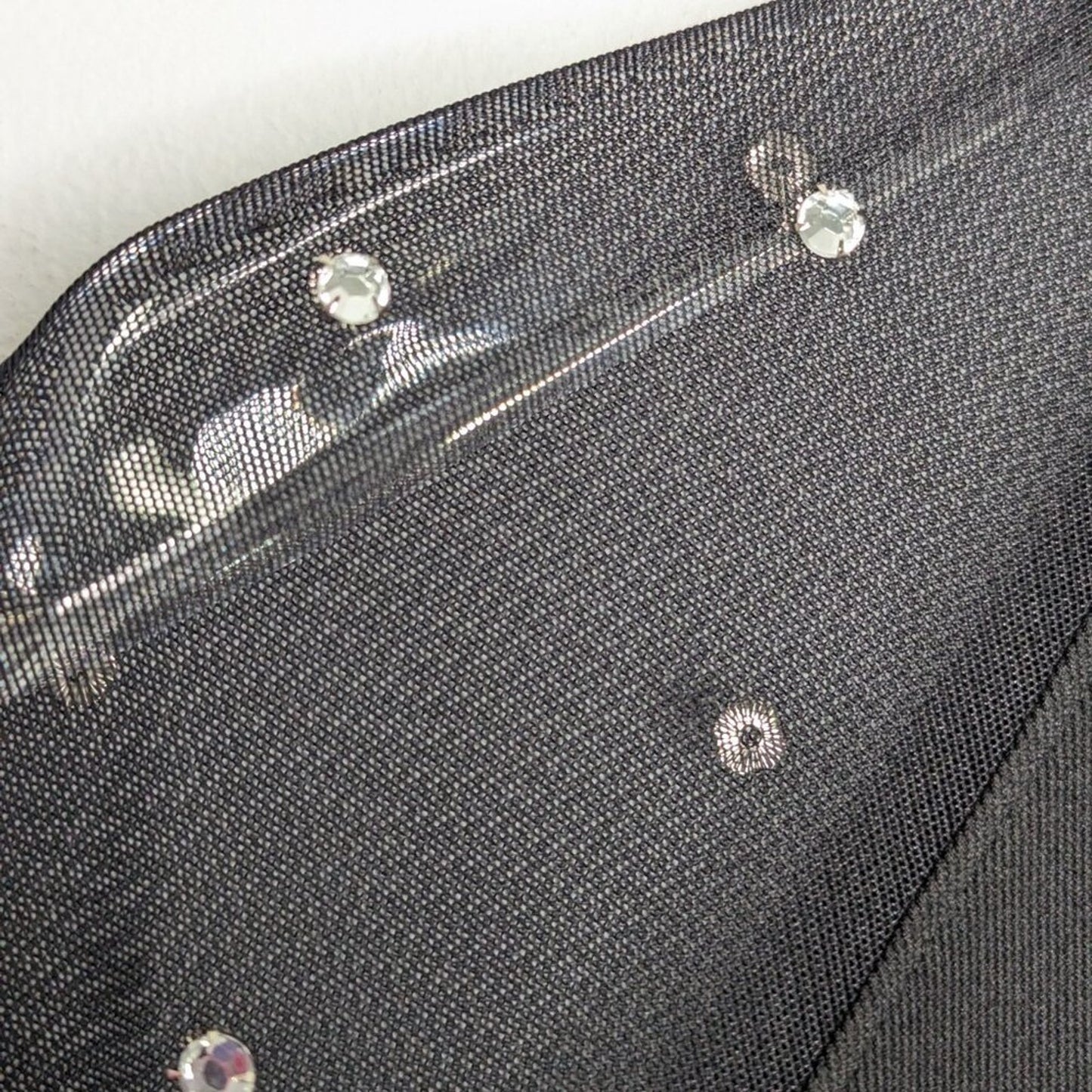 Carabella Vintage 90's Black Long Mesh Sleeve Mini Dress Bodycon Rhinestones