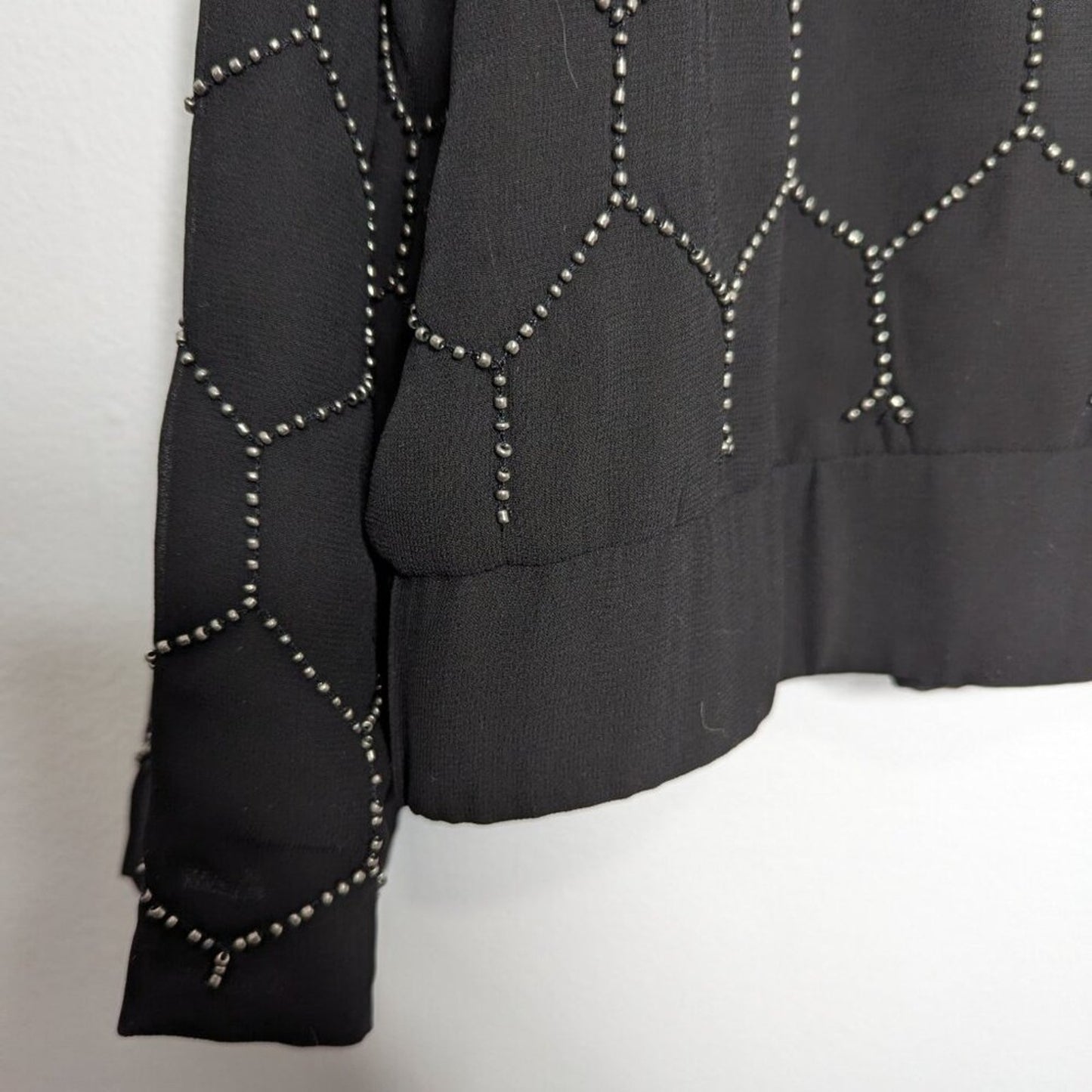 Chico's Black Long Sleeve Beaded Bomber Jacket Full Zip Round Neck NWT