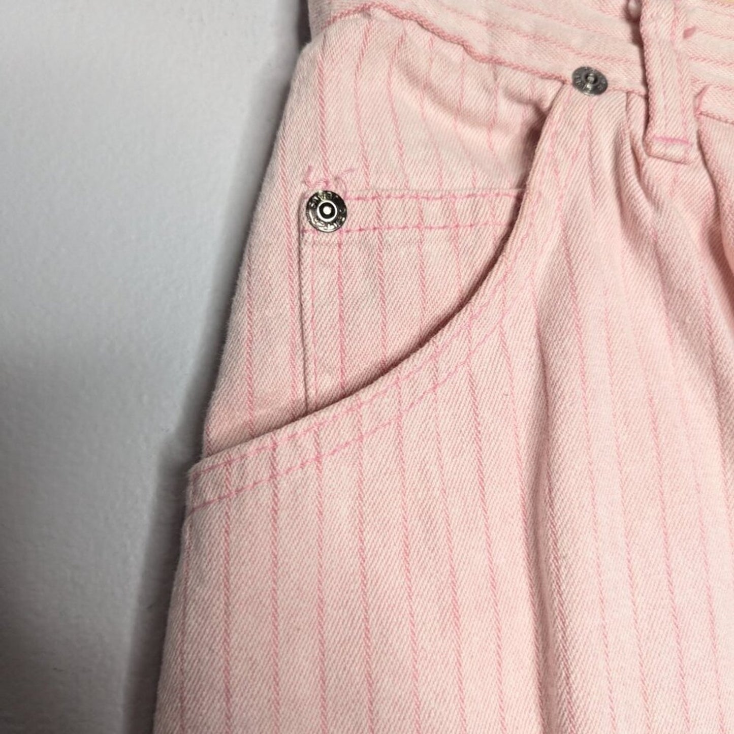 Vintage Denver 80's Pink Pin Stripe Jeans Pleated Front High Waist Cotton Size 6