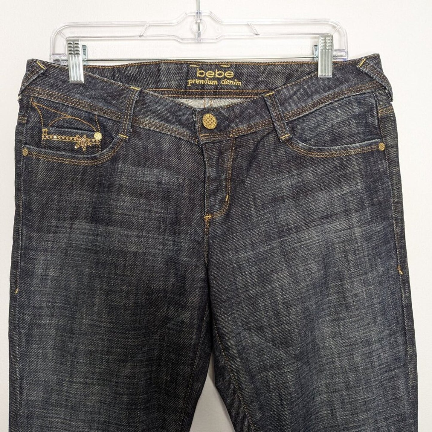 Bebe Vintage Y2K Blue Denim Charlotte Jeans Cosmo Star Embroidery Low Rise 31