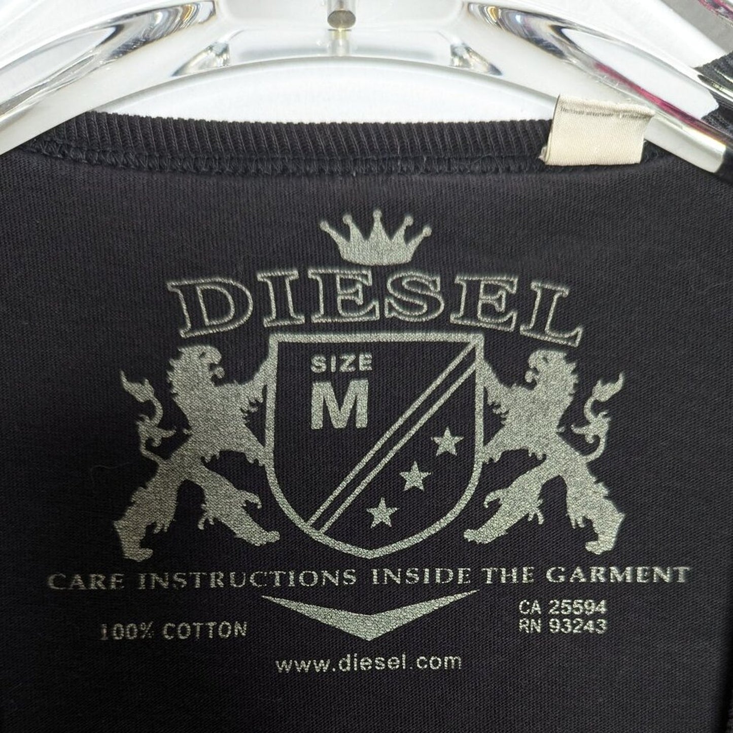 Diesel Vintage Y2K Gray Graphic Tee Short Sleeve V-Neck Slim Fit Size M