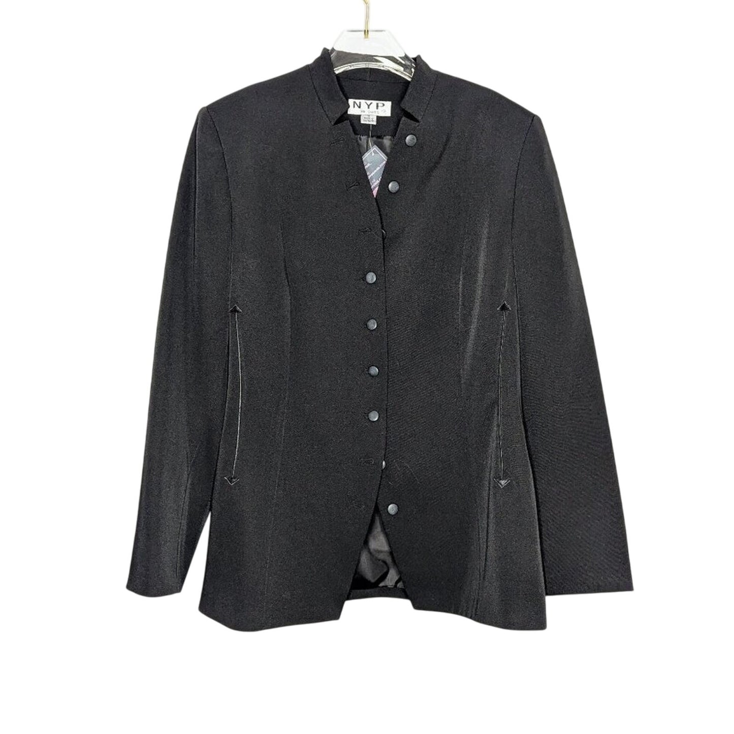 Vintage Black Tailored Fit Long Sleeve Chic Blazer Embroidered Button Up NWT 14
