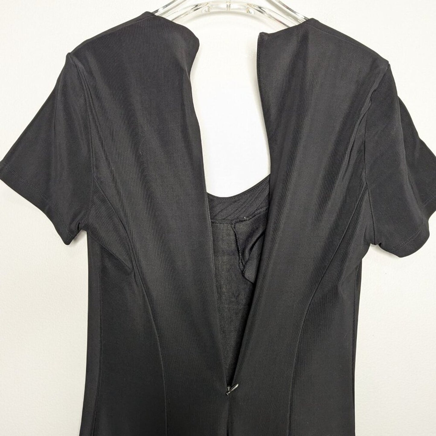 Carabella Vintage 90's Black Short Sleeve Fit And Flare Mini Dress Scoop Neck