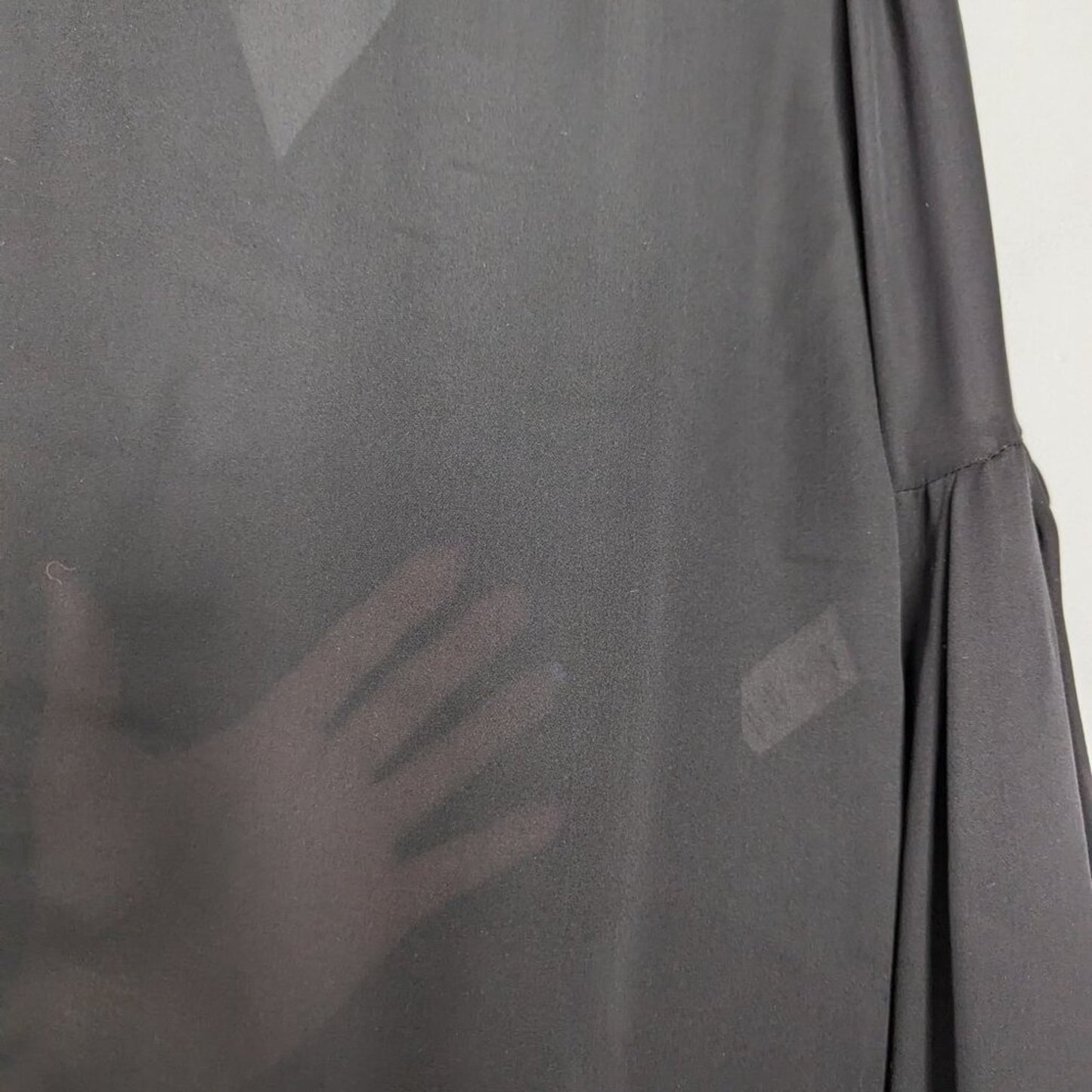 Cinq A Sept Black Silk Long Bell Sleeve V-Neck Boho Blouse Embroidered Size S