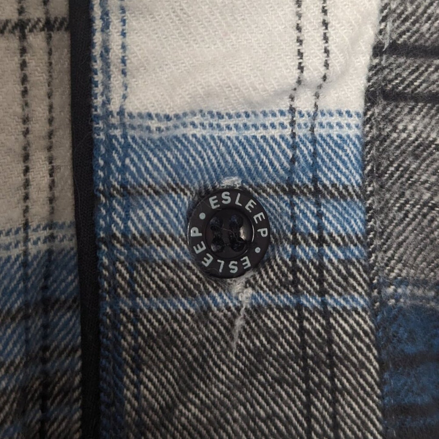 Vintage Blue Plaid Esleep 90's Baseball Jersey Flannel Sleep Shirt Long Sleeve