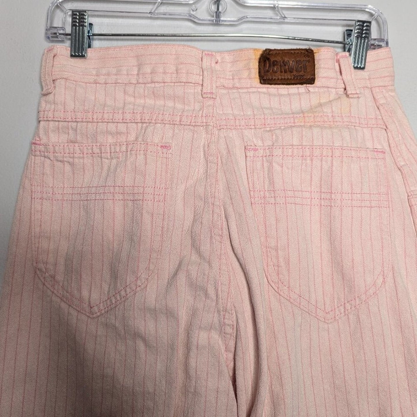 Vintage Denver 80's Pink Pin Stripe Jeans Pleated Front High Waist Cotton Size 6