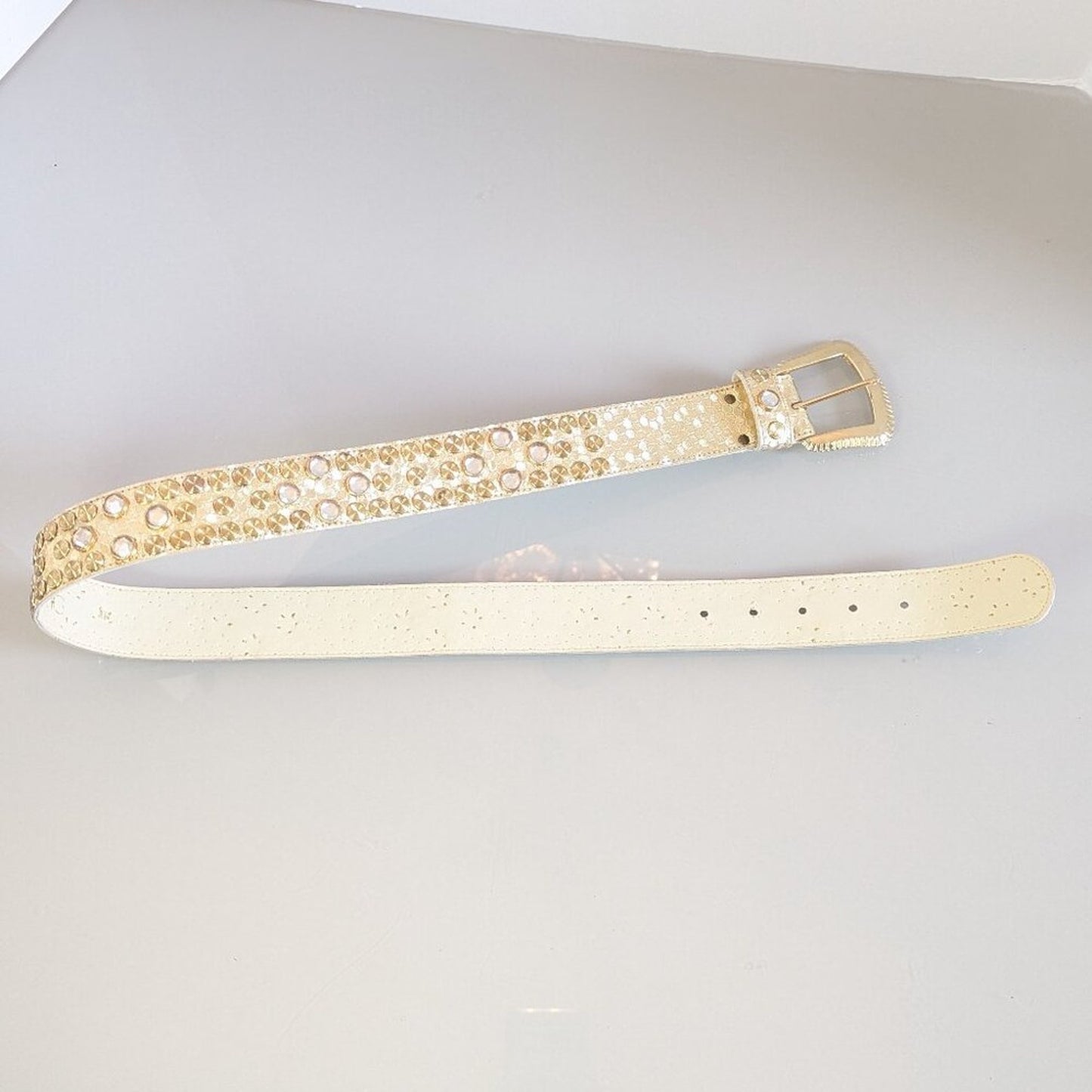 The Icing Vintage 90's Gold Studded Belt Metallic Polka Dot Rhinestones Size M
