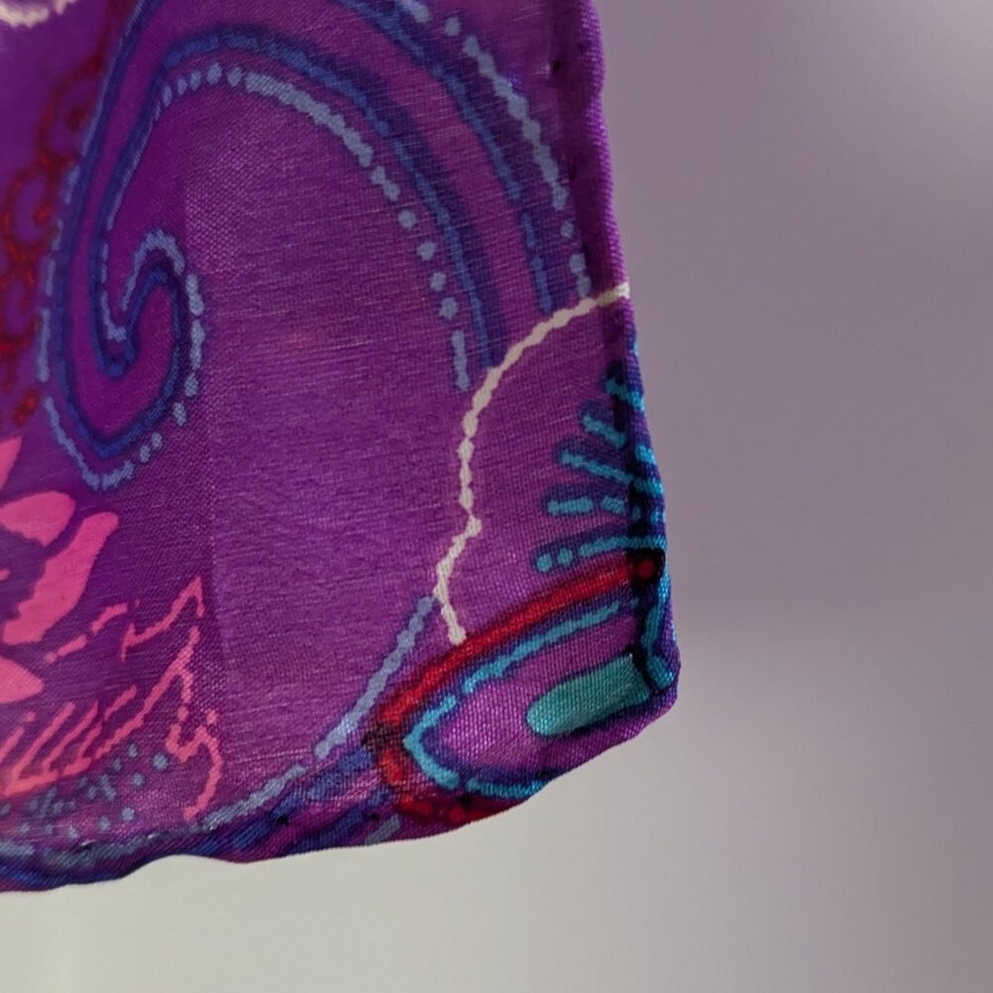 Liz Claiborne Vintage 80's Purple Red Silk Floral Square Scarf Made in Japan