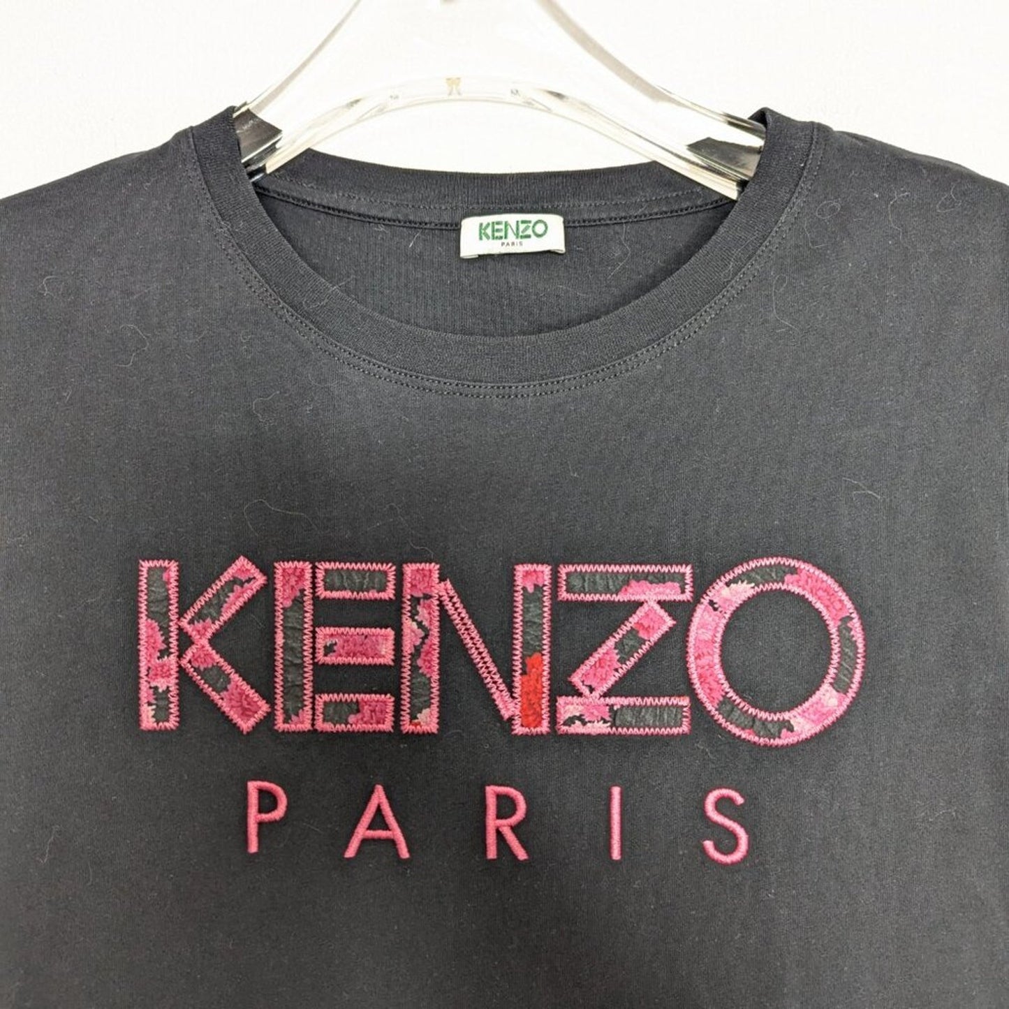 Kenzo Paris Floral Rose Logo Graphic T-Shirt Short Sleeve Crew Neck Pink