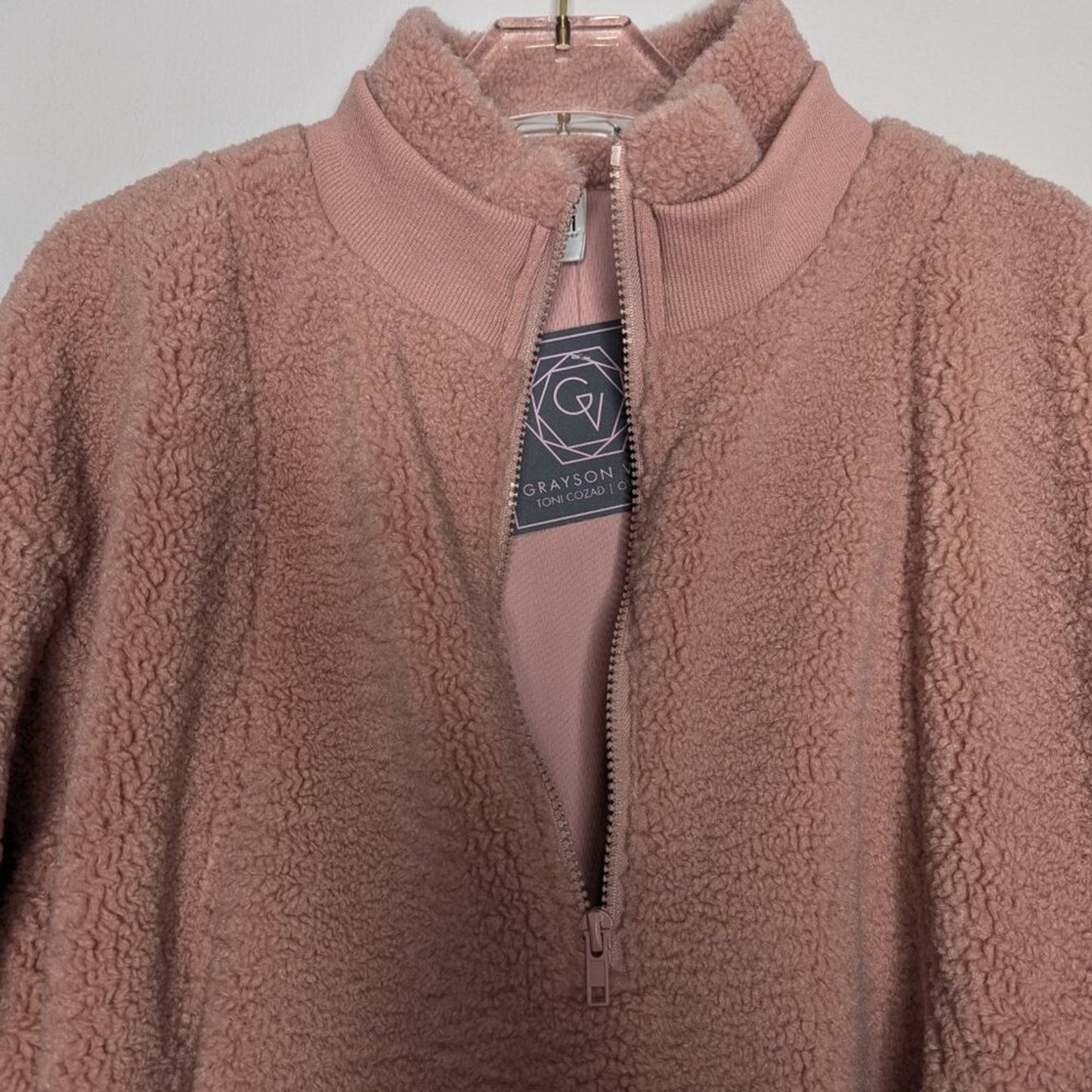 Sister Bloom Dusty Pink Thick Fleece Pullover Half Zip Pocket Long Sleeve L NWT