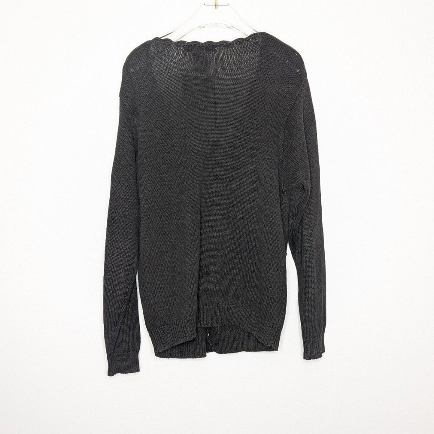Vintage Victoria Jones Black V-Neck Long Sleeve Floral Beaded Cardigan Sweater
