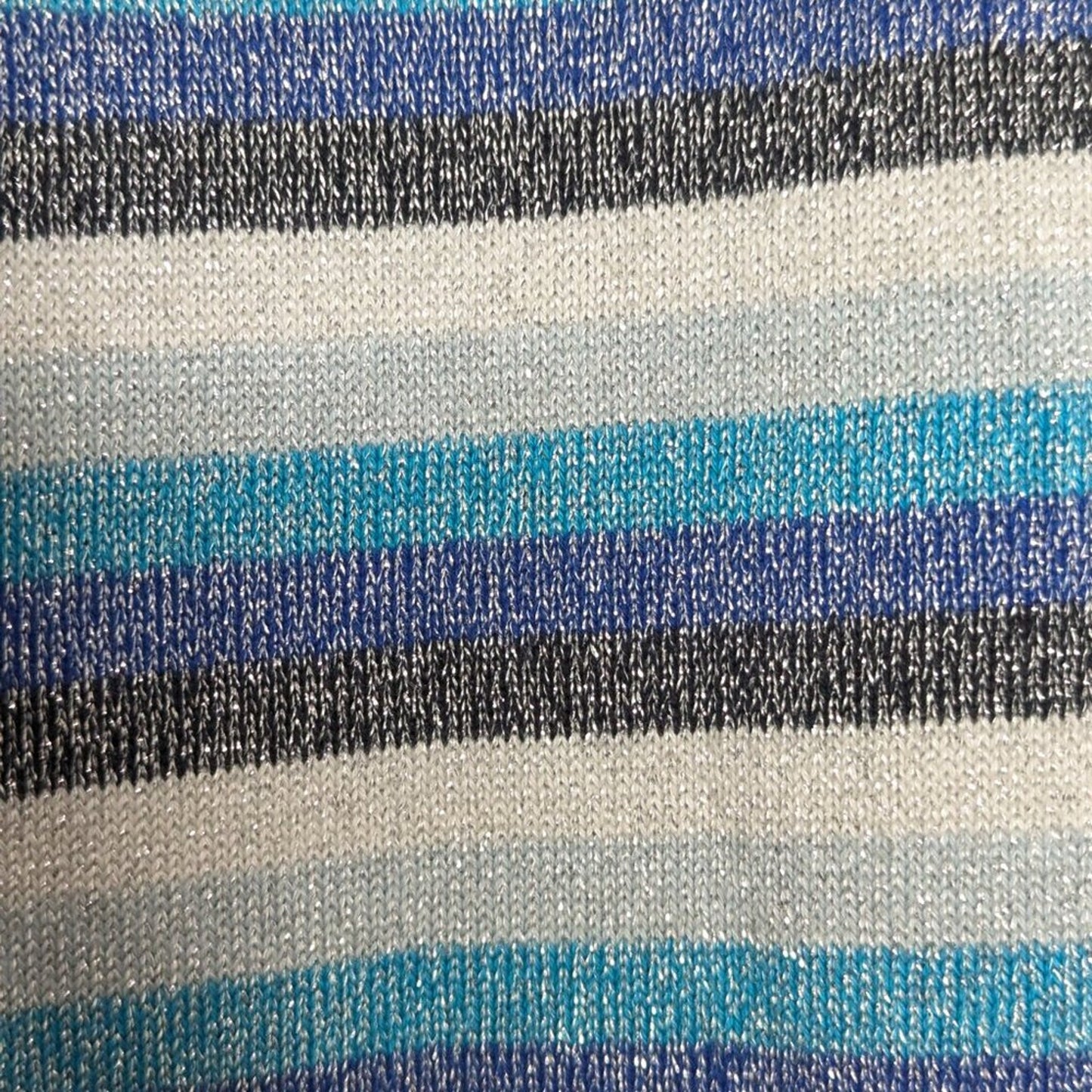 Bloomingdales Vintage 80's Metallic Blue Striped Button Up Top Long Sleeve