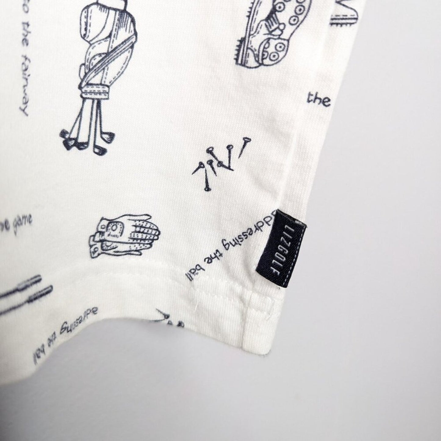 Vintage Liz Claiborne White Golf Print Short Sleeve Polo Shirt Collared Preppy