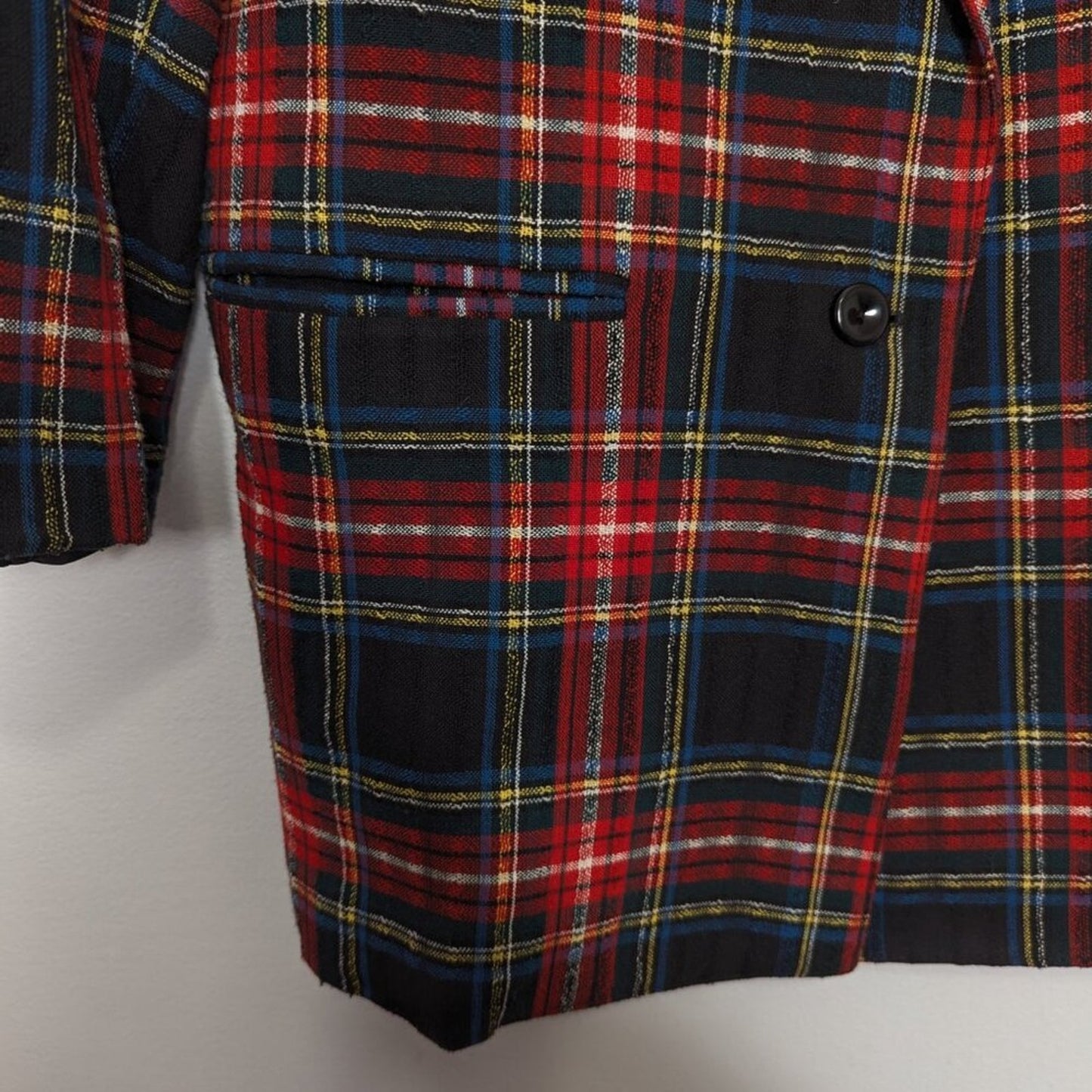 Worthington Vintage 70's Red Plaid Long Sleeve Blazer Pockets Single Button 8