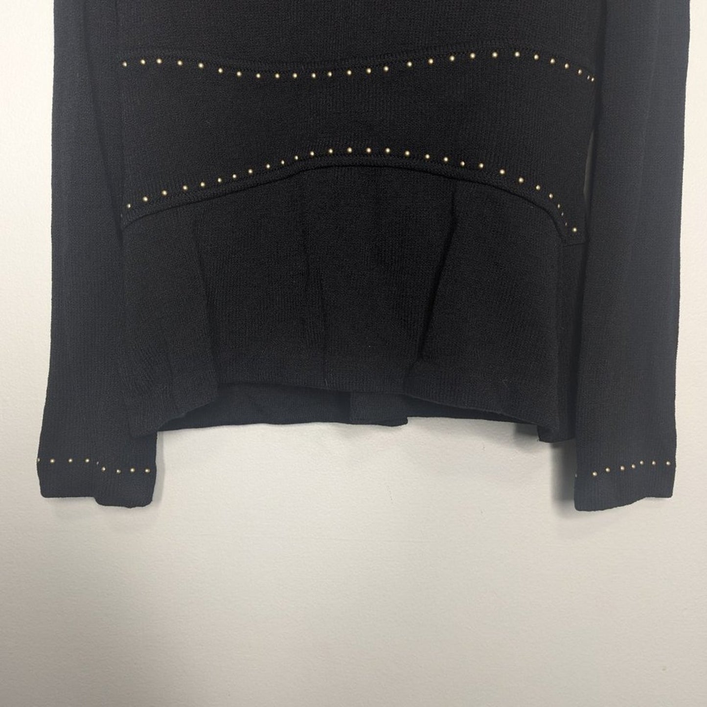 St. John Collection Vintage Black Full Zip Long Sleeve Jacket Gold Studded 2