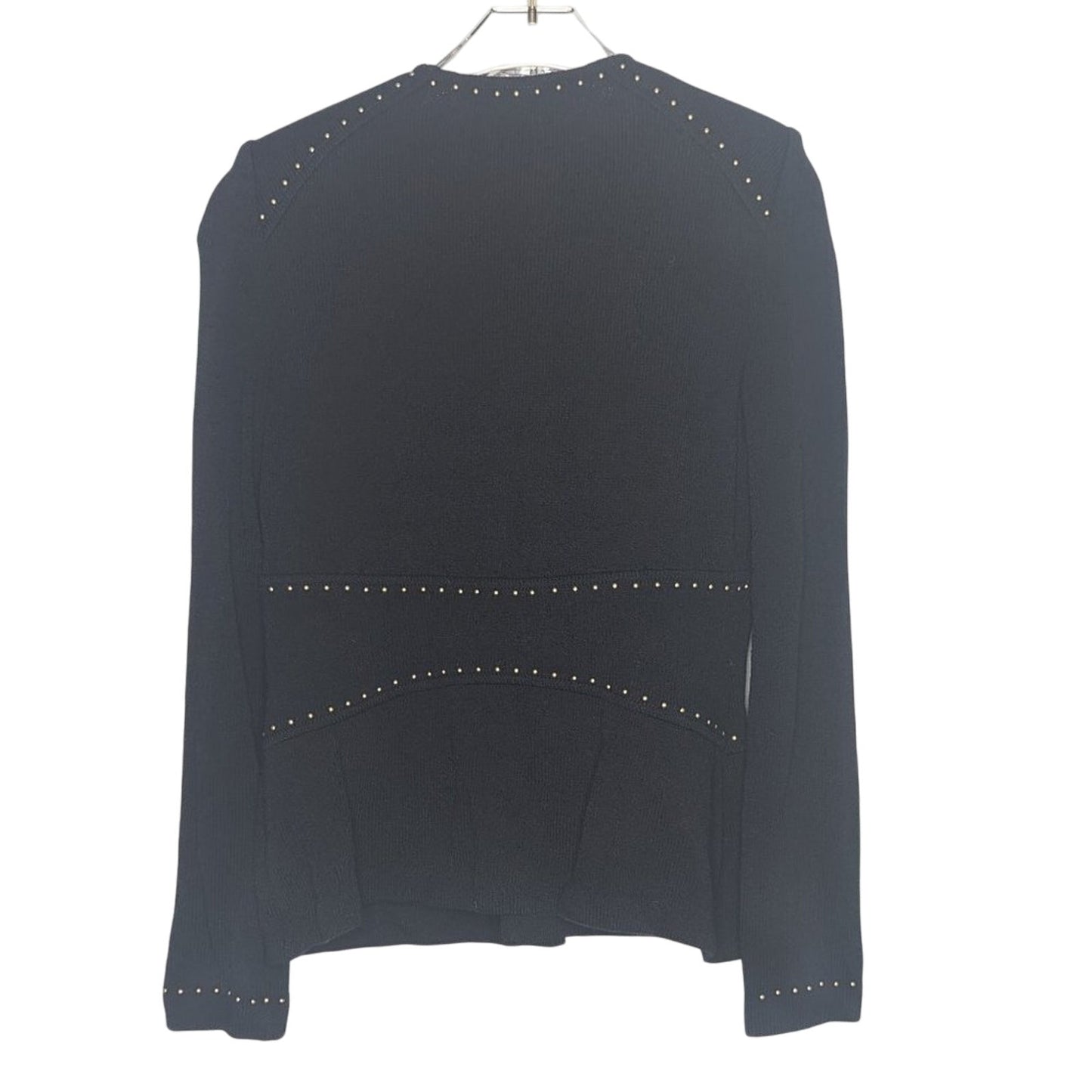 St. John Collection Vintage Black Full Zip Long Sleeve Jacket Gold Studded 2