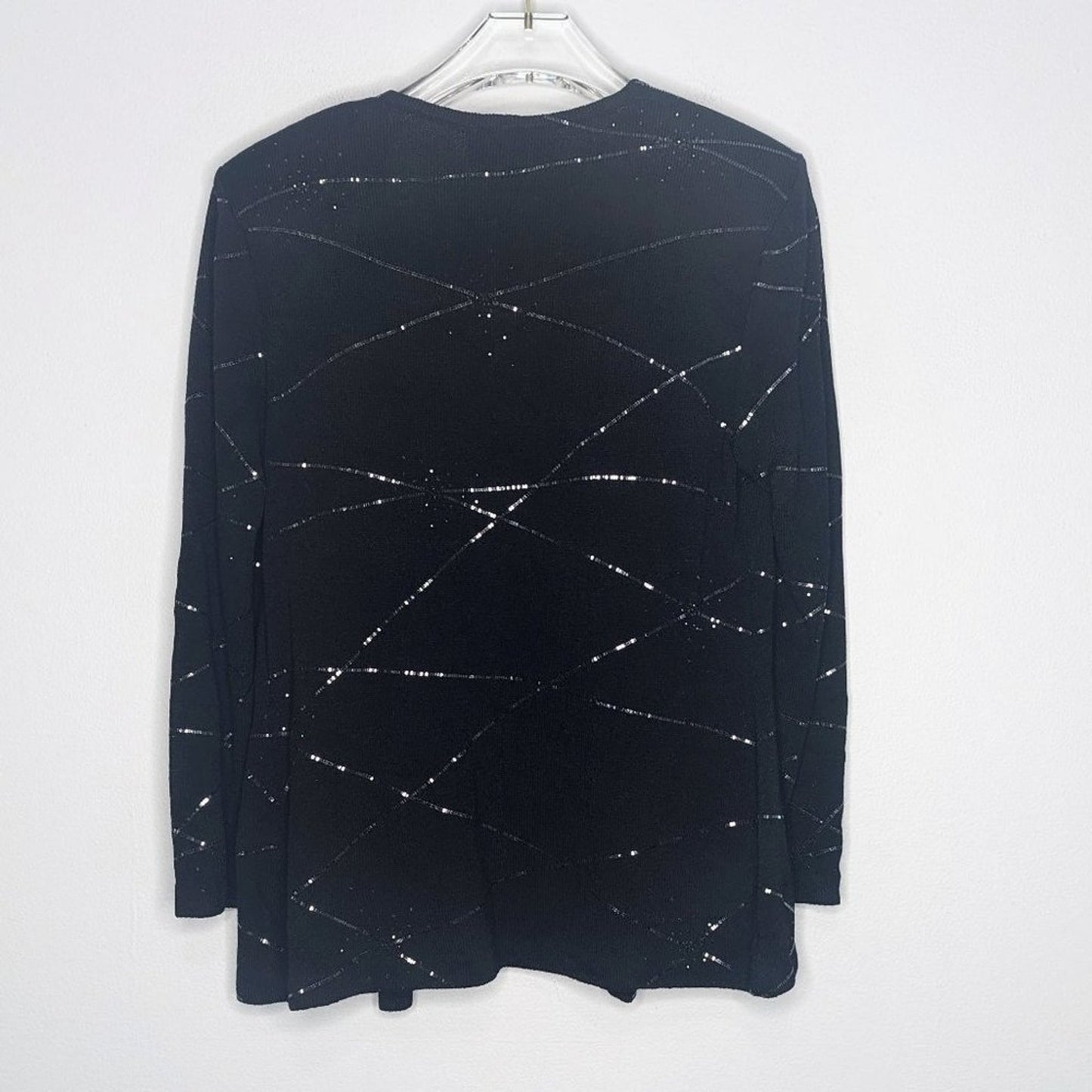 St. John Evening Vintage Black Starburst Sparkle Cardigan Long Sleeve V-Neck 2