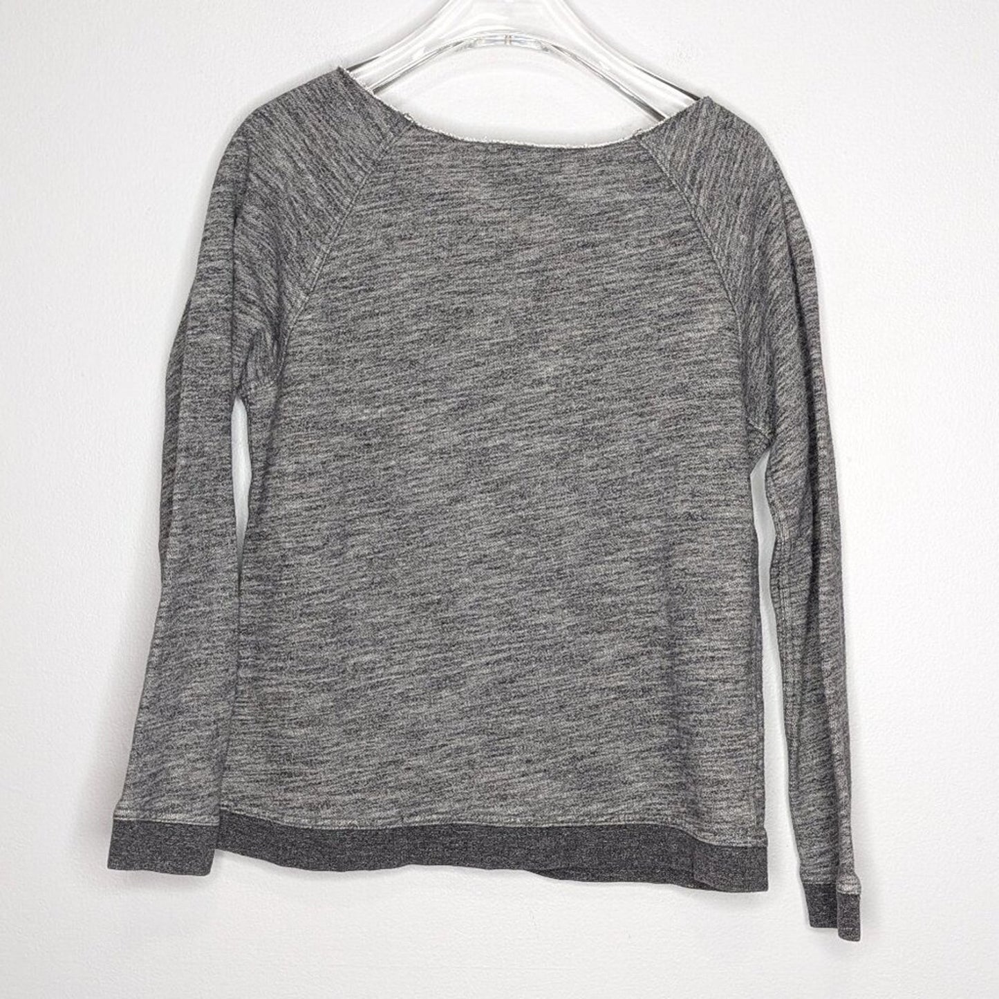 Everlane Gray Wide Neck Raw Edge Long Sleeve Top Boxy Casual Loungewear Size S
