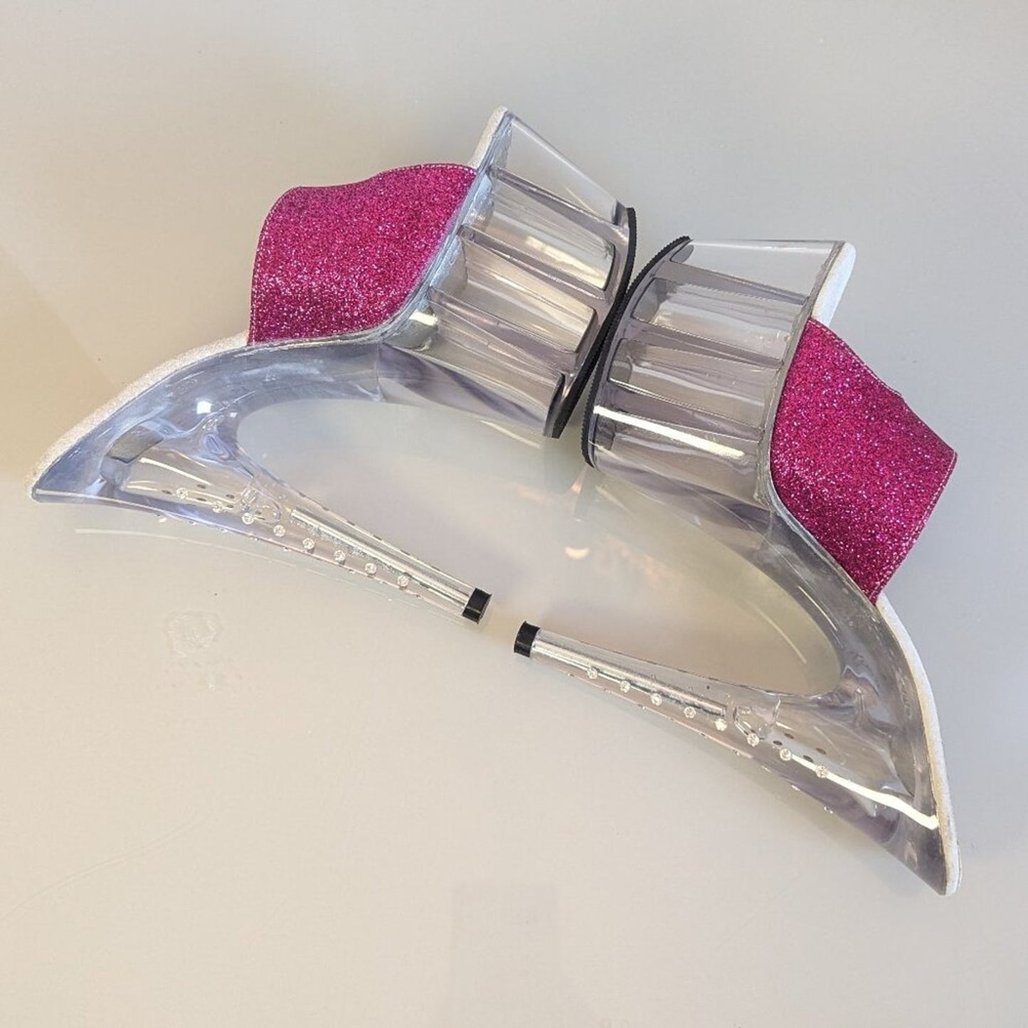 Y2K Lover's Lane Signature Collection Pink Glitter Stiletto Heels Clear Platform