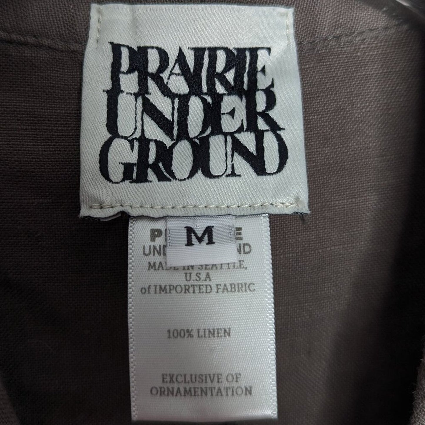 Prairie Underground Taupe Linen Long Sleeve Blazer Button Up Pockets Size M