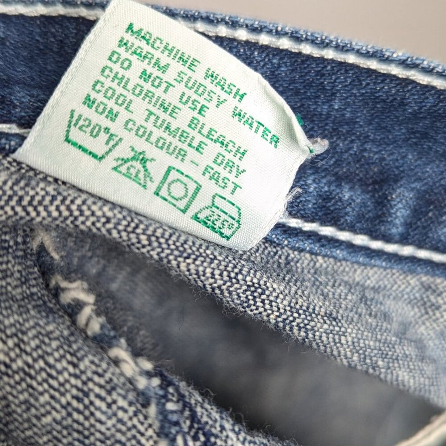 Vintage Gitano 70's High Waist Jeans White Contrast Stitching Straight Leg