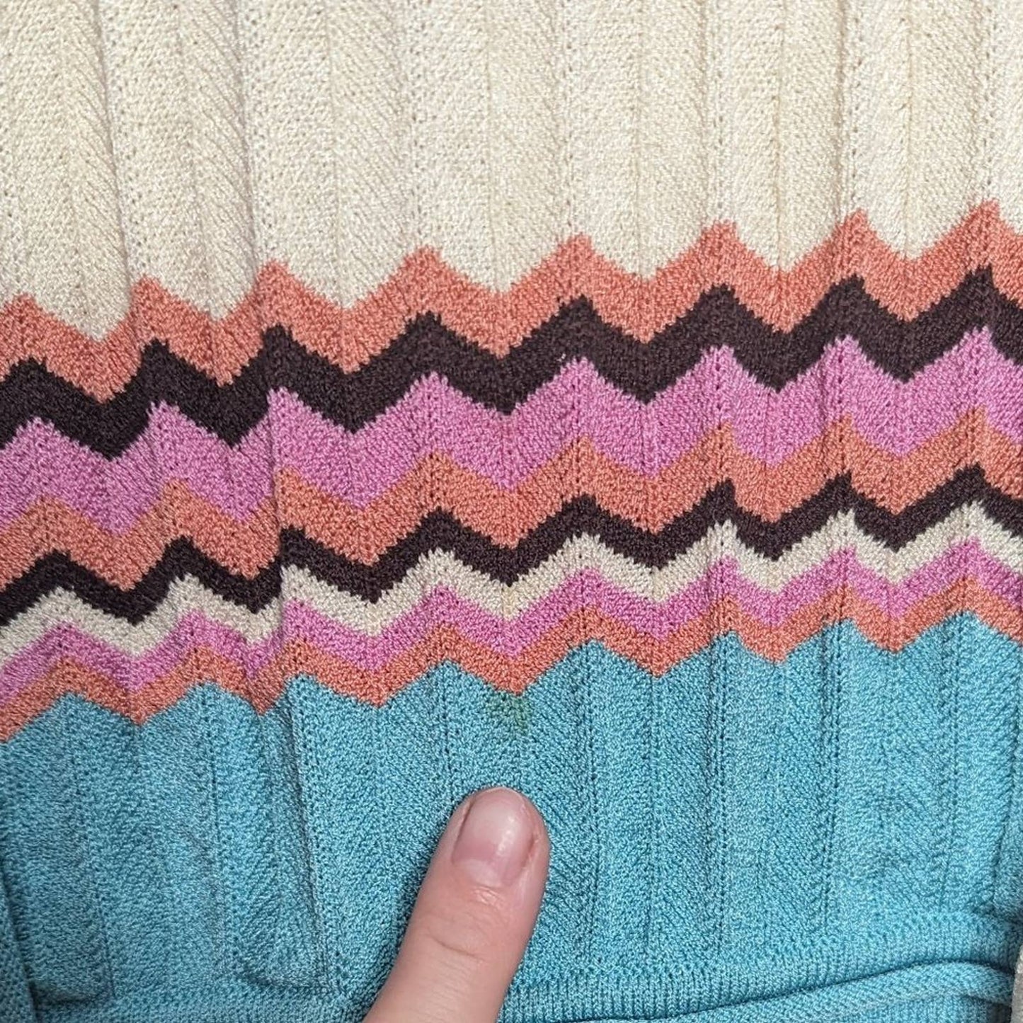 Bloomingdale's Vintage Pink Chevron Striped Set Tank And Cardigan Long Sleeve