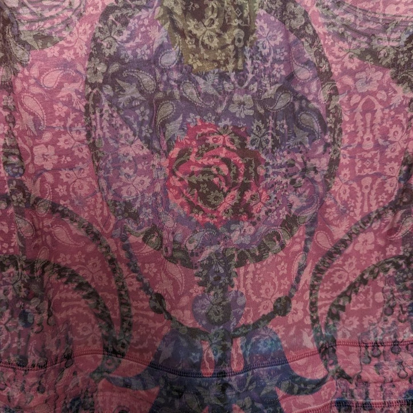 Custo Barcelona Pink Hooded T-Shirt Paisley Floral Print Drawstring Waist