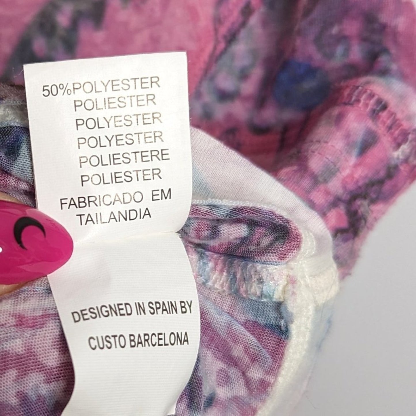 Custo Barcelona Pink Hooded T-Shirt Paisley Floral Print Drawstring Waist