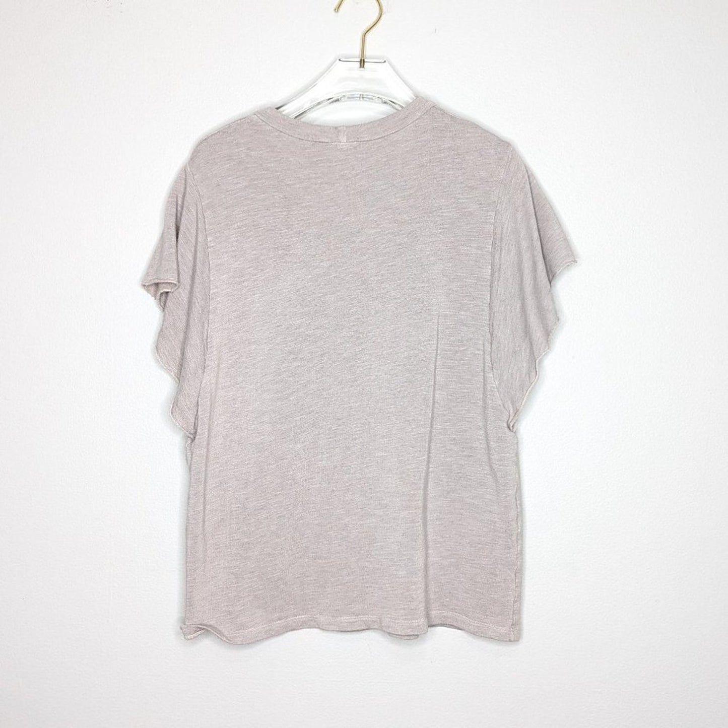 Monrow Gray Short Cutoff Sleeve Crewneck Top Raw Edge Size M