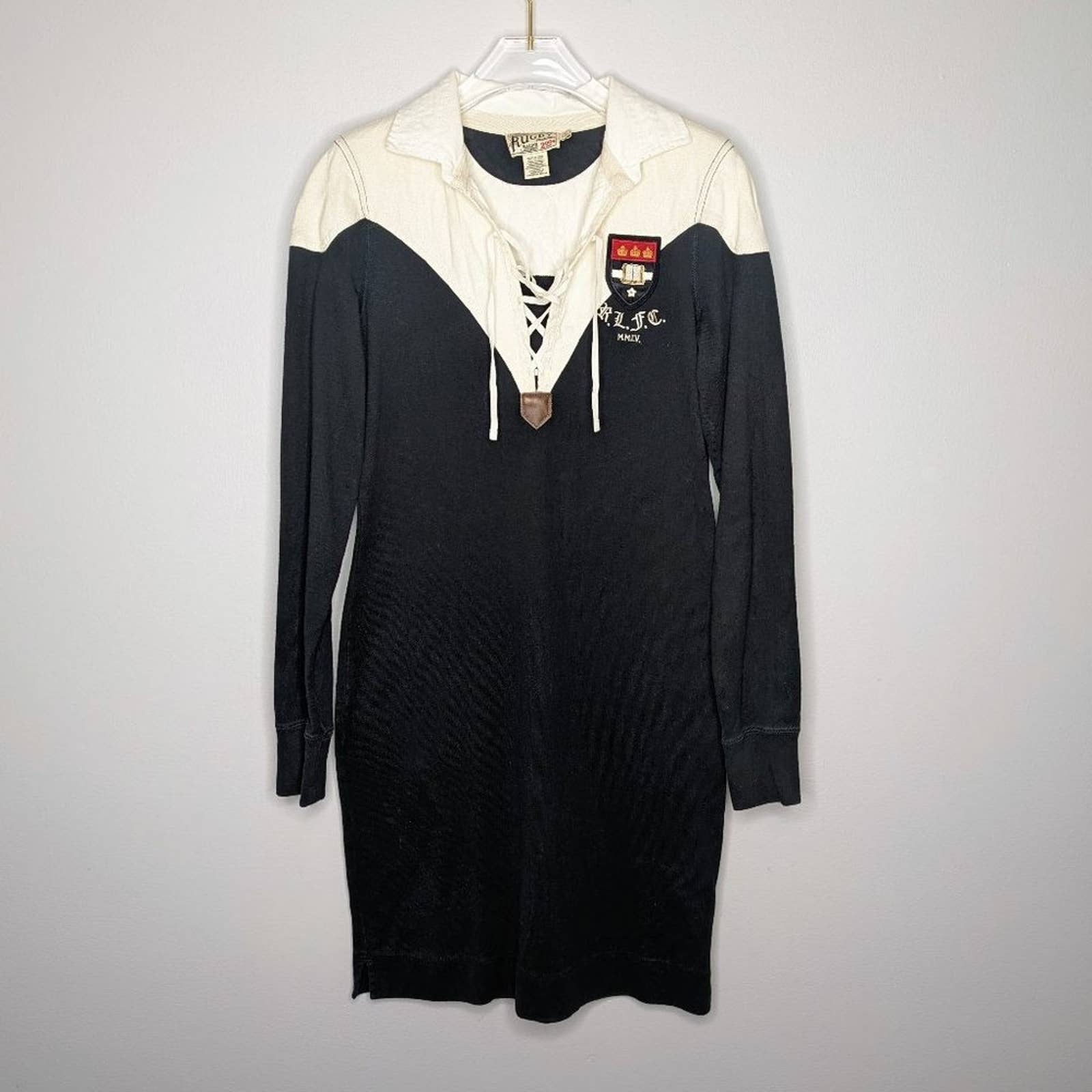 Rugby Ralph Lauren Black Embroidered Crest Rugby Dress Long Sleeve Col Grayson Vine Rugby Ralph Lauren Black Embroidered Crest Rugby Dress Long Sleeve Col Grayson Vine