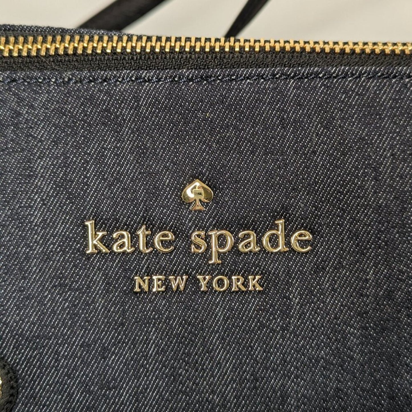 Kate Spade Blue Cameron Street Embellished Denim Maya Tote Pearls Beads Sequins