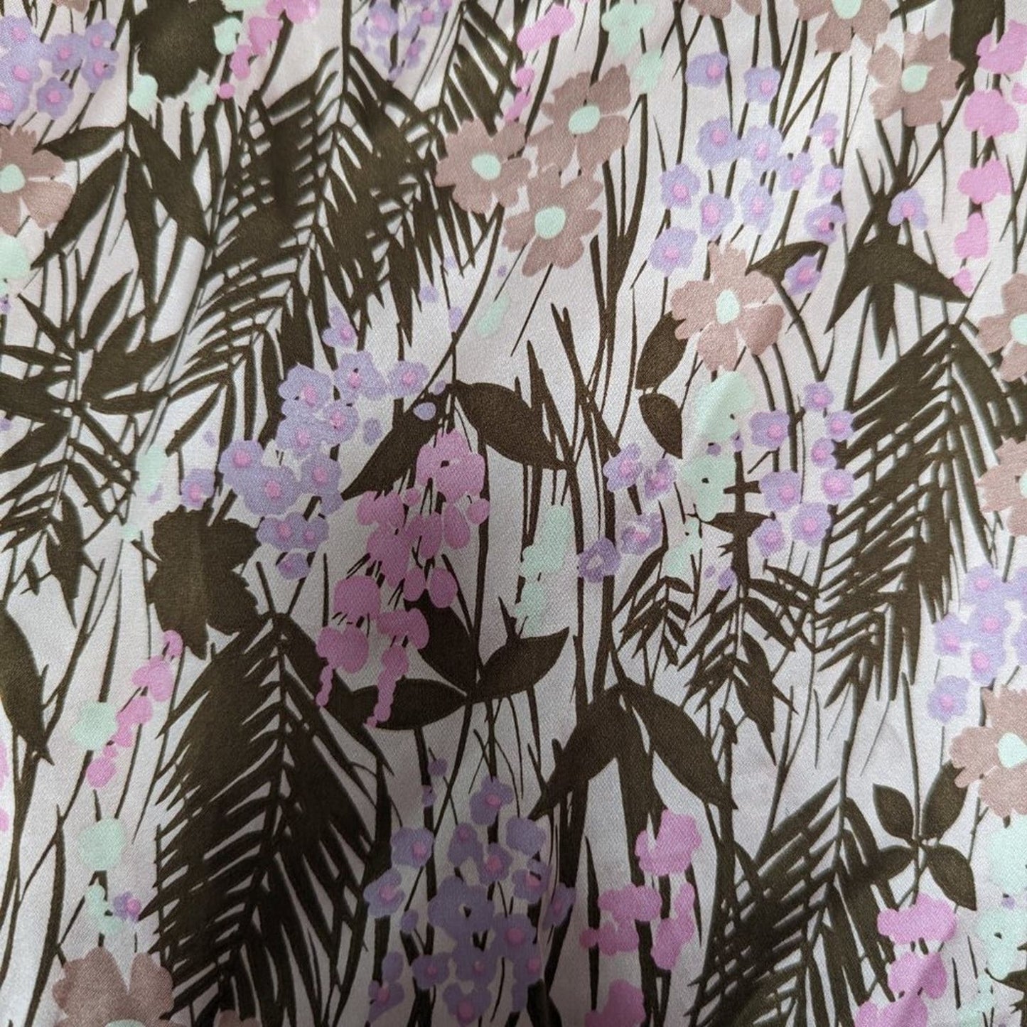 Fray Pink Palm Leaf Print Silk Layered Mini Skirt Side Zip Size 4