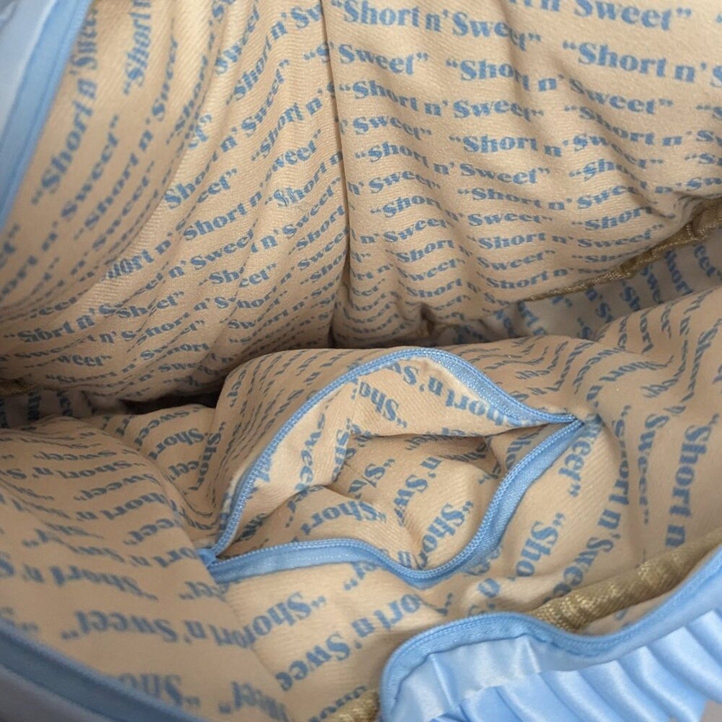 Sabrina Carpenter Light Blue Heart Shaped Short N Sweet Embroidered Ruffle Bag