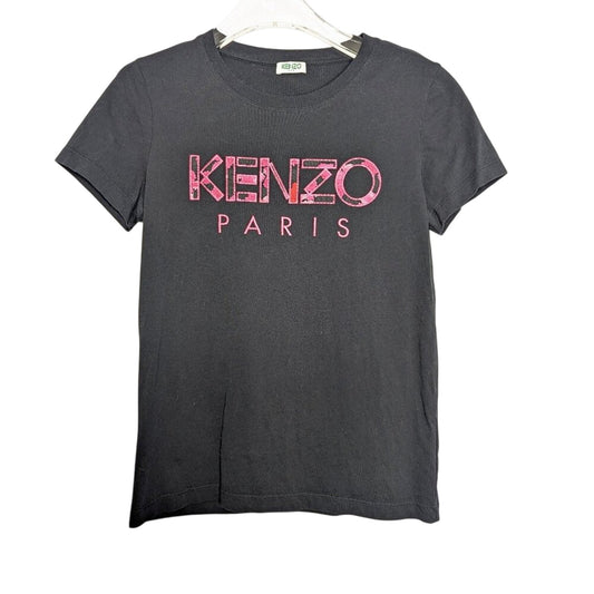 Kenzo Paris Floral Rose Logo Graphic T-Shirt Short Sleeve Crew Neck Pink