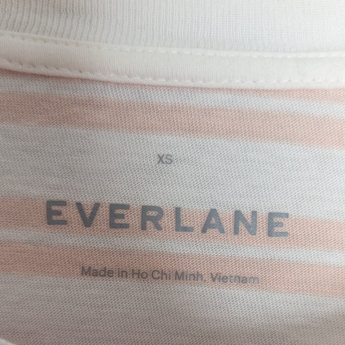 Everlane White Pink Striped Boxy Cut Long Sleeve T-Shirt Crewneck Size XS