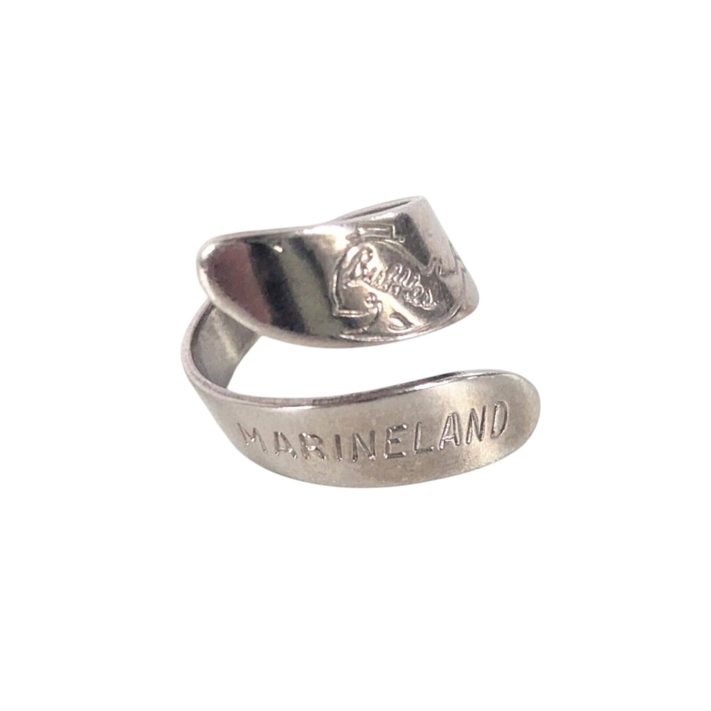 Vintage "Bubbles the Whale" Marineland Silver-Tone Adjustable Souvenir Ring
