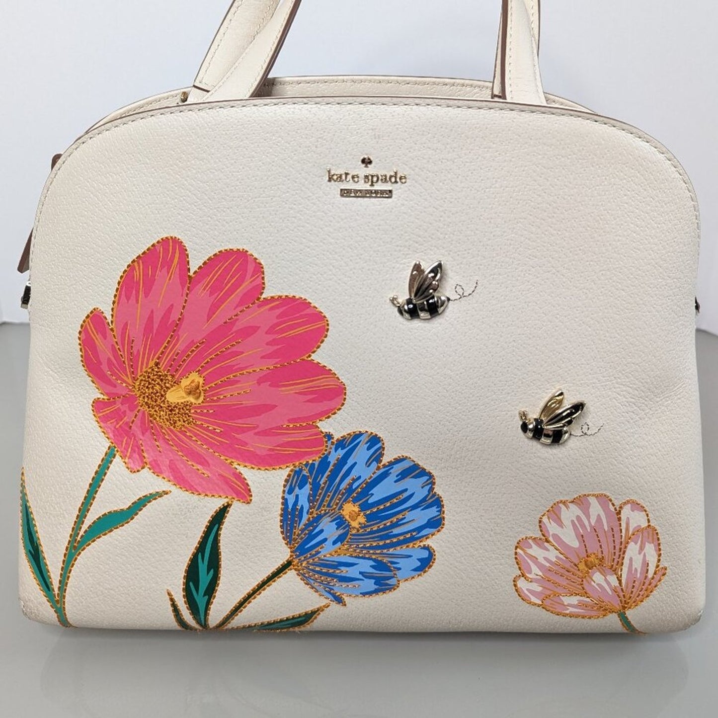 Kate Spade Cream Picnic Perfect Bee Lottie Handbag Crossbody Strap Floral Spring