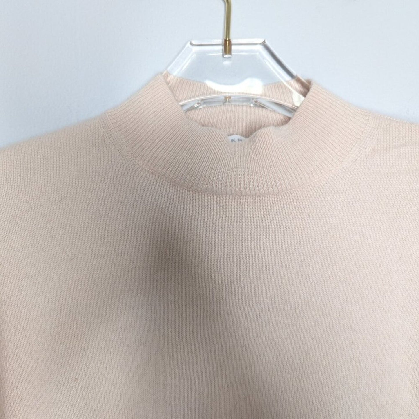 Everlane The Cashmere Crop Mock Neck Sweater Pale Peach Long Sleeve Size XS