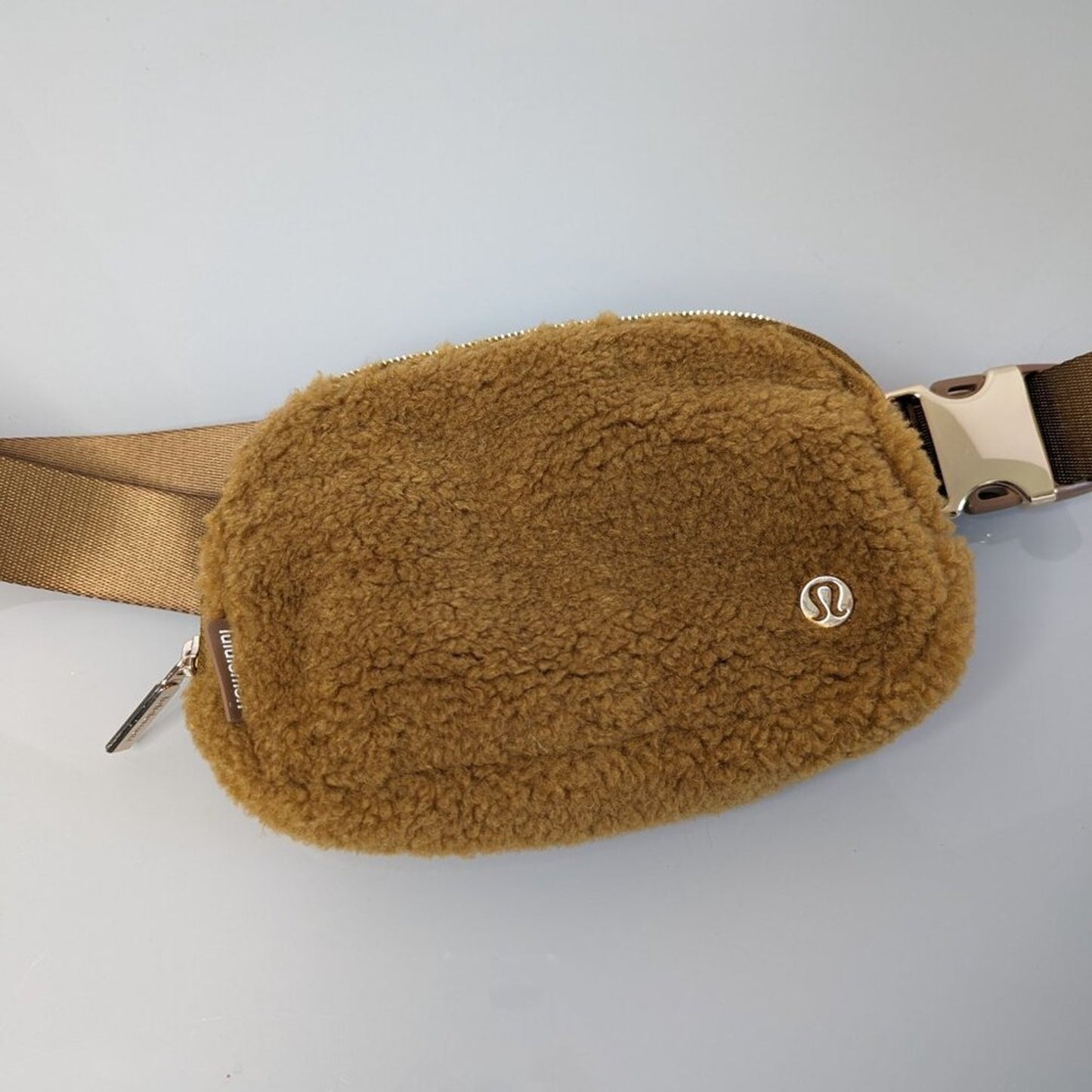 Lululemon Burnt Caramel Everywhere Fleece Belt Bag Adjustable Sherpa Zip Close