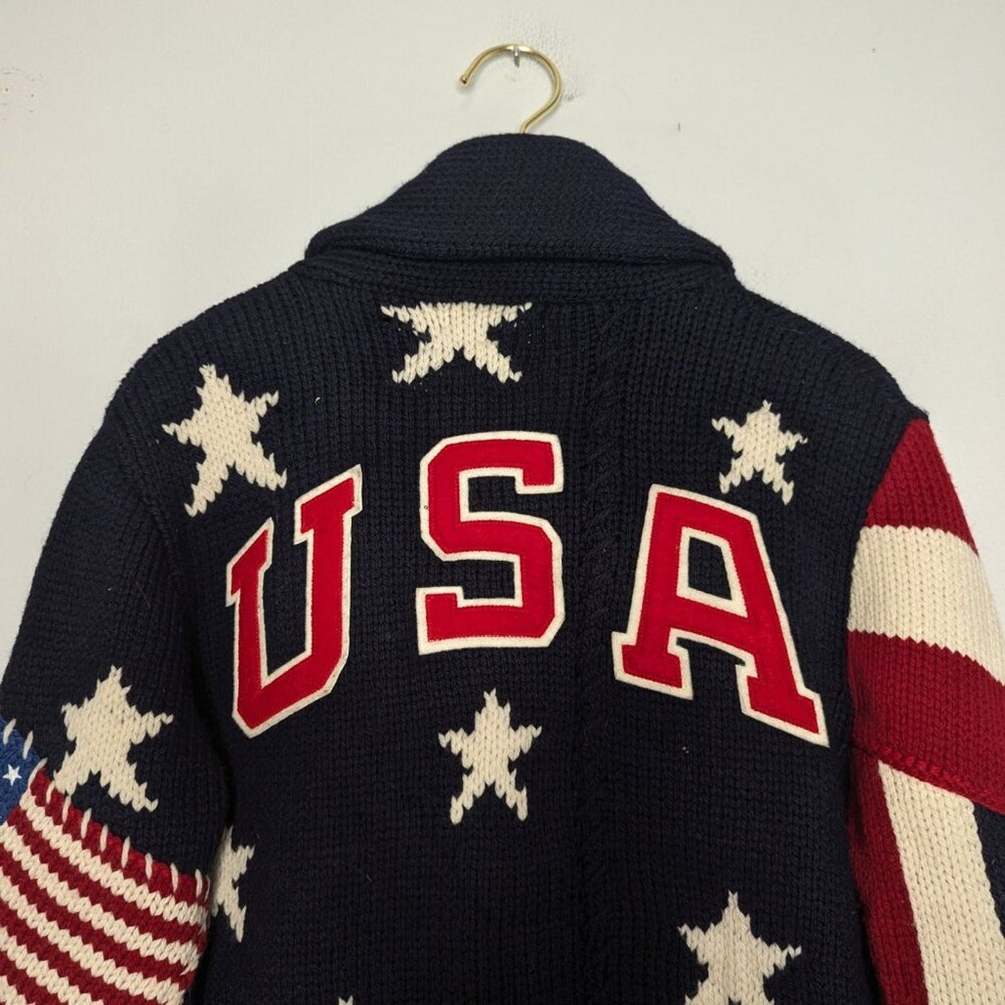 Ralph Lauren 2014 Sochi Winter Olympics Opening Ceremony Sweater Patchwork Stars